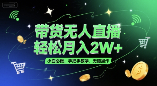 带货无人直播，轻松月入2W ，小白必做，手把手教学，无脑操作(附学习资料)-51云资源