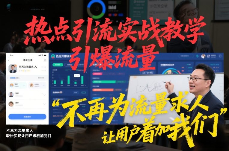 热点引流实战教学，引爆流量，不再为流量求人，轻松实现让用户求着加我们-51云资源