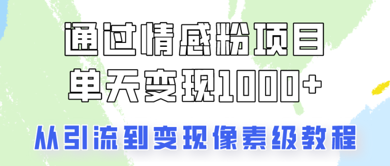 关于情感粉变现项目,我是怎么做到单天赚1000 的?从引流到变现像素级教程-51云资源