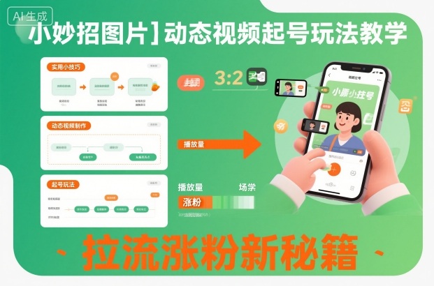 小妙招图片＋动态视频起号玩法教学，拉流涨粉新秘籍-51云资源