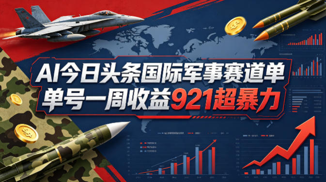 AI今日头条国际军事赛道,单号一周收益921,超暴力-51云资源