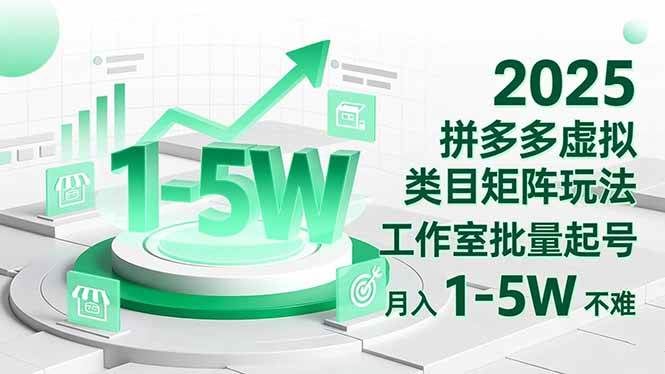 （16548期）2025 拼多多虚拟类目矩阵玩法，工作室批量起号，月入 1-5W 不难-51云资源