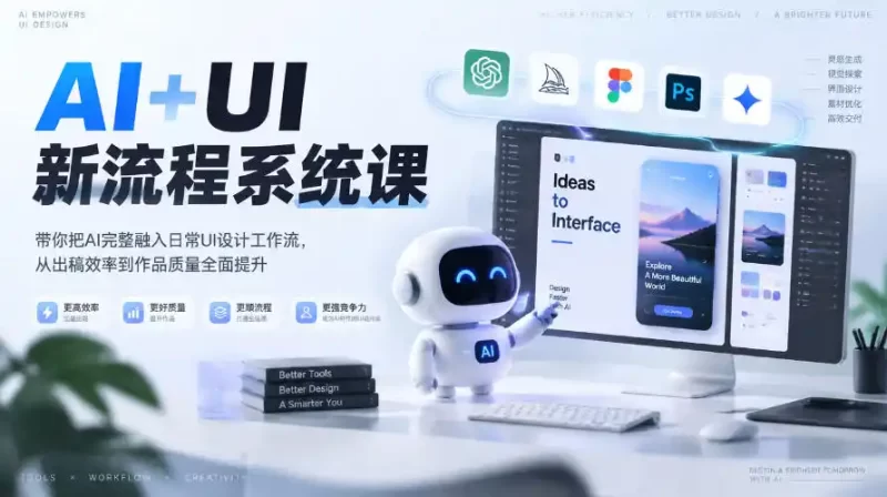 【无水印】AI UI新流程系统课,带你把AI完整融入日常UI设计工作流,从出稿效率到作品质量全面提升(2026第4期)-51云资源