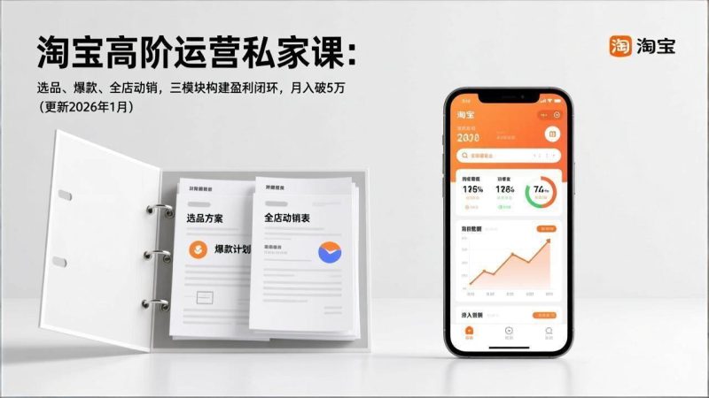 （17280期）淘宝高阶运营私家课：选品、爆款、全店动销，三模块构建盈利闭环，月入破5万（更新26年1月）-51云资源