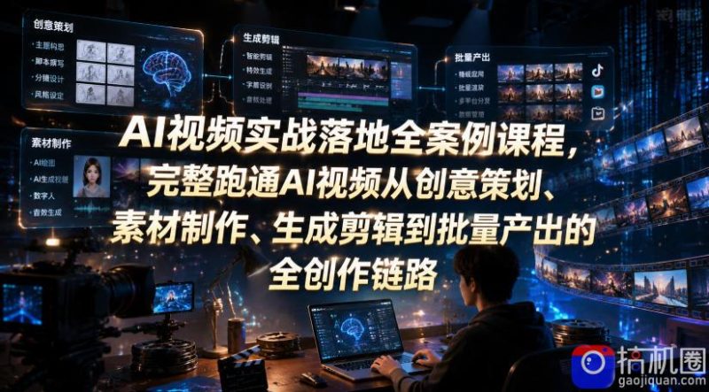 AI视频实战落地全案例课程,完整跑通AI视频从创意策划、素材制作、生成剪辑到批量产出的全创作链路-51云资源