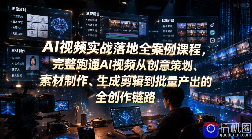 AI视频实战落地全案例课程，完整跑通AI视频从创意策划、素材制作、生成剪辑到批量产出的全创作链路-51云资源