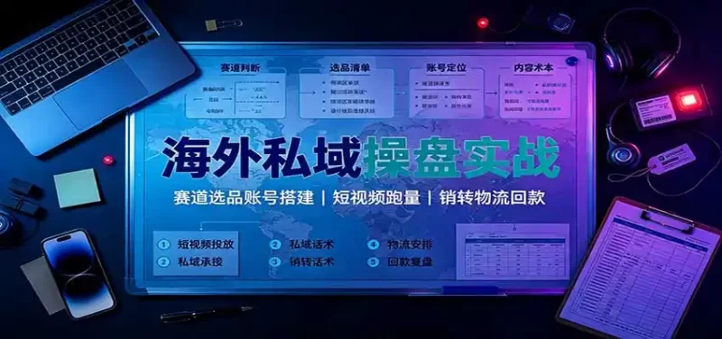海外私域操盘实战:赛道选品账号搭建,短视频跑量,销转物流回款-51云资源