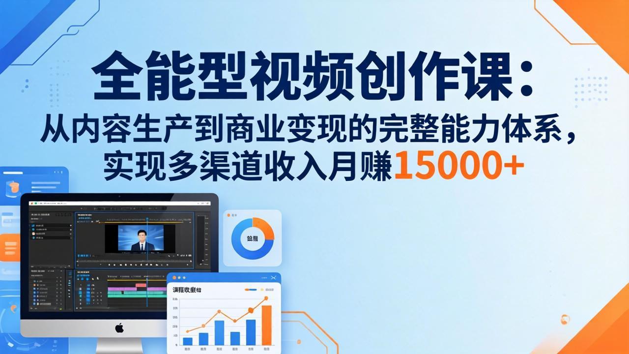 全能型视频创作课-26年3月更新:从内容生产到商业变现的完整能力体系,多渠道收入月赚15000