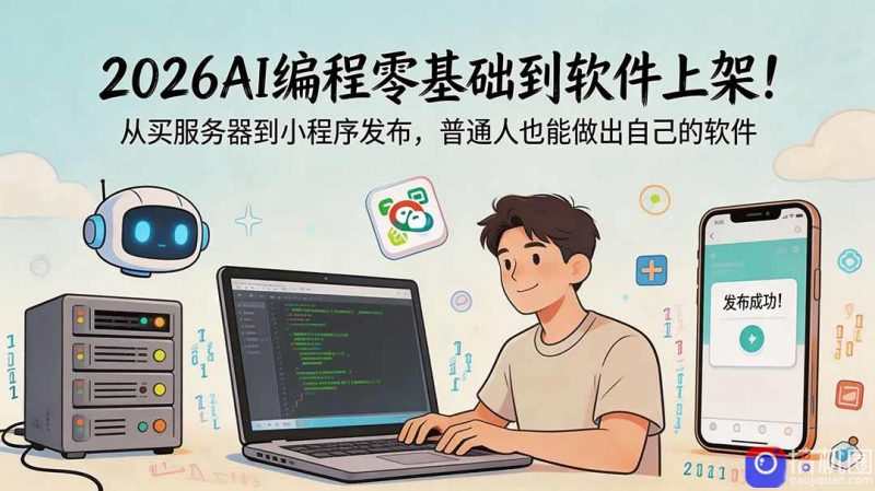 2026AI编程零基础到软件上架!从买服务器到小程序发布,普通人也能做出自己的软件-51云资源