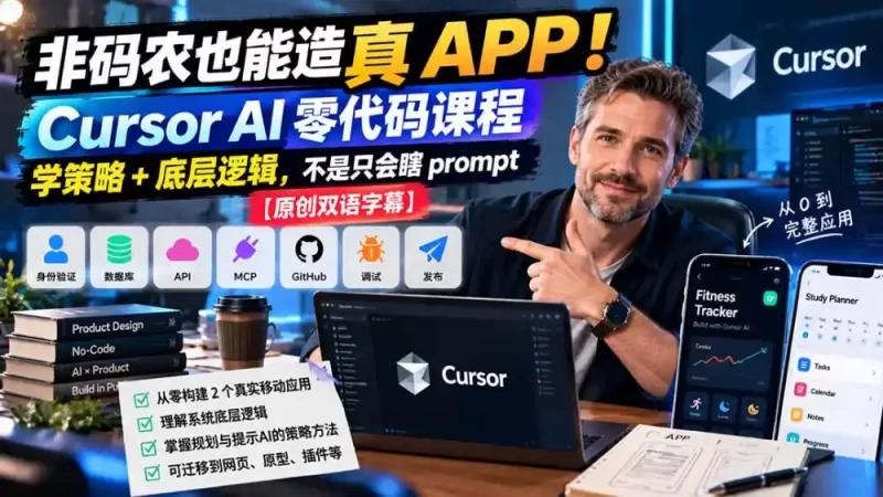非码农也能造真 APP！Cursor AI 零代码课程：学策略   底层逻辑，不是只会瞎 prompt【原创双语字幕】-51云资源