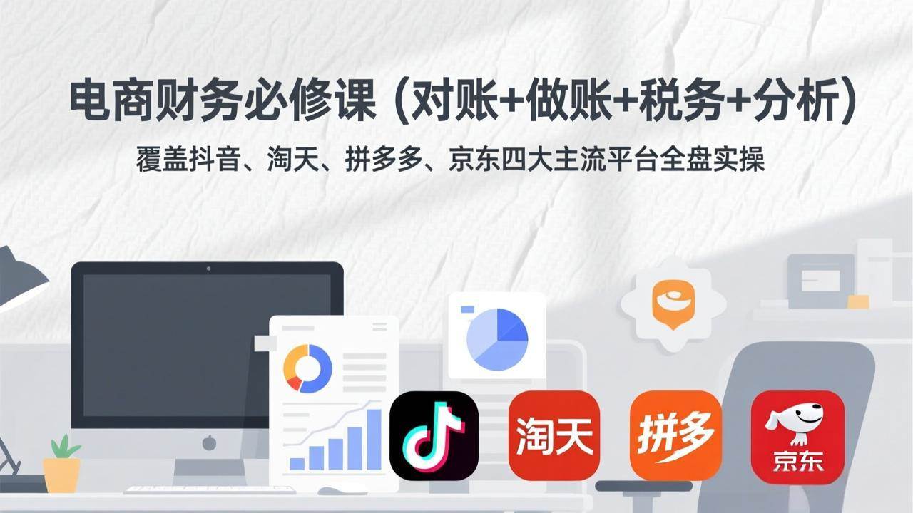 (17390期)电商财务必修课(对账 做账 税务 分析)覆盖抖音、淘天、拼多多、京东四大主流平台全盘实操