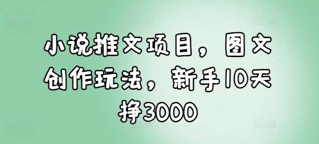 小说推文项目,图文创作玩法,新手10天挣3000-51云资源
