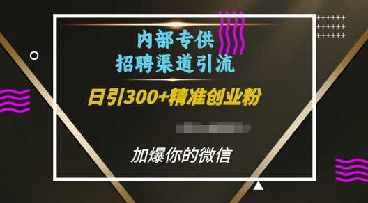 内部招聘渠道日引流300 创业粉，加爆你的微信【揭秘】-51云资源