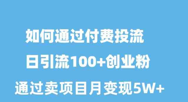 (10189期)如何通过付费投流日引流100 创业粉月变现5W