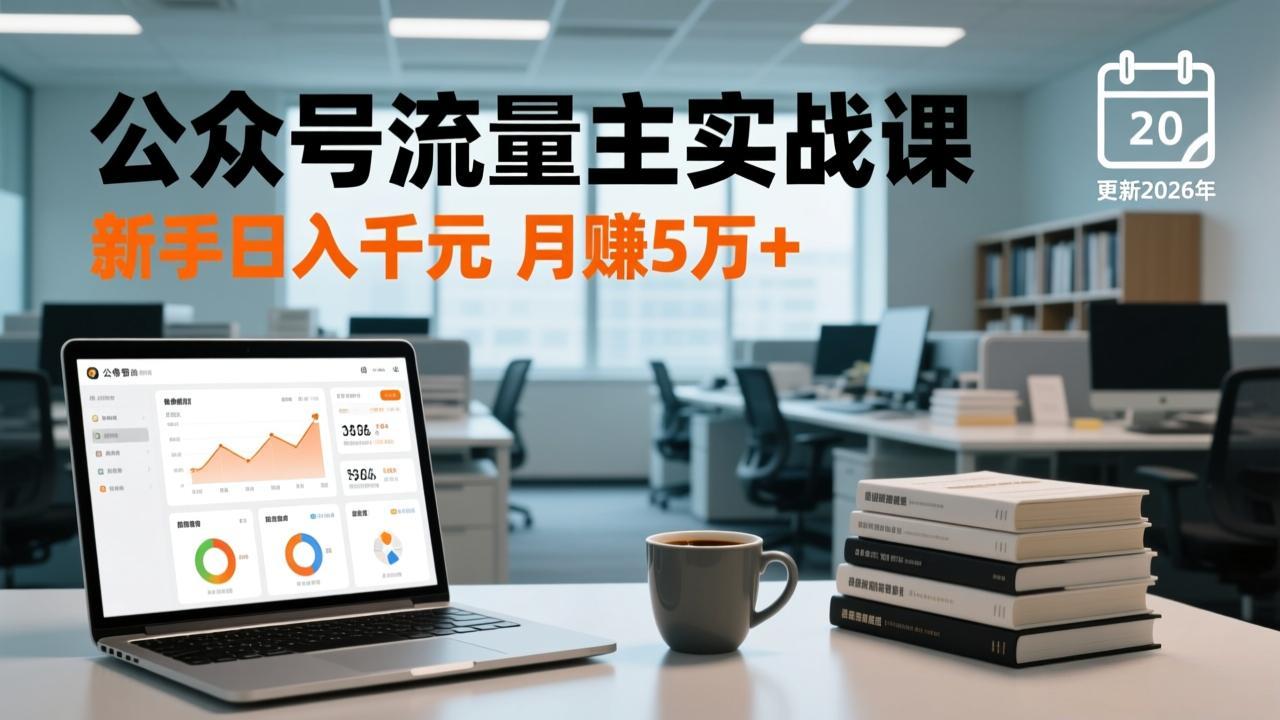 公众号流量主实战课,爆文写作、流量池运营、多平台分发,新手日入千元月赚5万 更新2026年