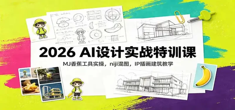 2026 AI设计实战特训课：MJ香蕉工具实操，niji混图，IP插画建筑教学-51云资源
