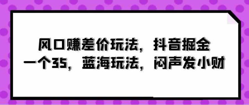 （10022期）风口赚差价玩法，抖音掘金，一个35，蓝海玩法，闷声发小财-51云资源