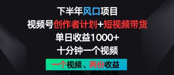 下半年风口项目，视频号创作者计划 视频带货，一个视频两份收益，十分钟一个视频【揭秘】-51云资源