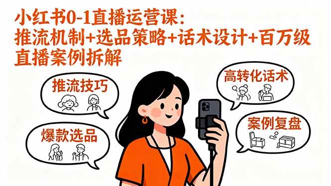 （16002期）小红书0-1直播运营课：推流机制 选品策略 话术设计 百万级直播案例拆解-51云资源
