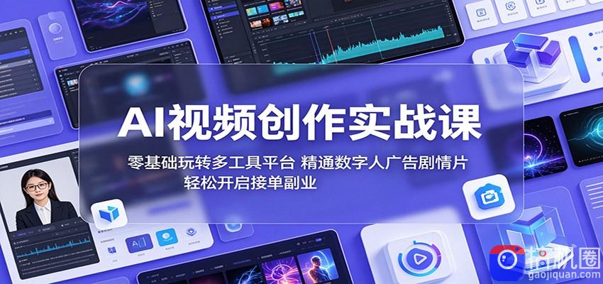 AI视频创作实战课:零基础玩转多工具平台,精通数字人广告、剧情片,轻松开启接单副业-51云资源