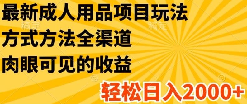 最新成人用品项目玩法,方式方法全渠道,轻松日入2K 【揭秘】