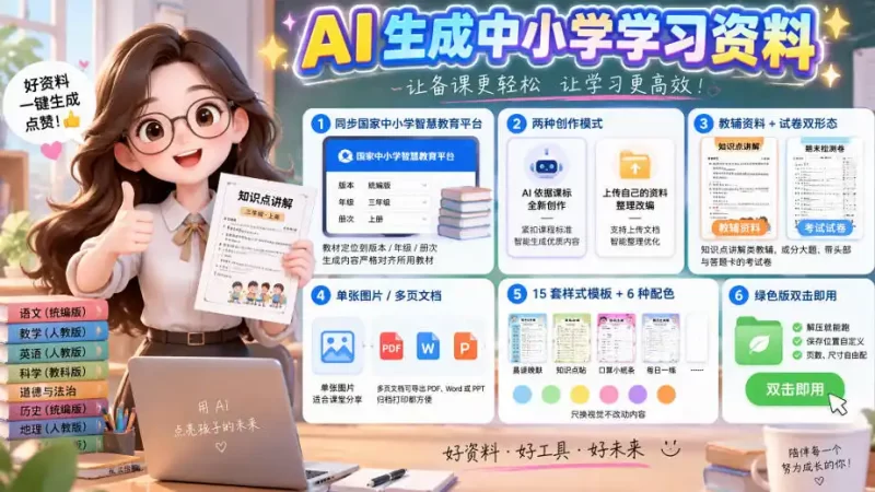 孩子的教辅别再乱买了:同步国家中小学智慧平台,AI一键生成图文教辅和试卷-51云资源