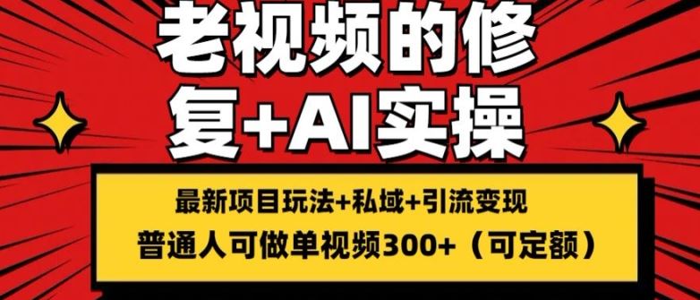 修复老视频的玩法,搬砖 引流的变现(可持久),单条收益300 【揭秘】