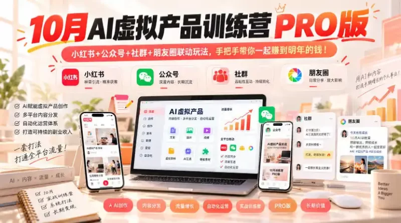 10月AI虚拟产品训练营PRO版,小红书 公众号 社群 朋友圈联动玩法,手把手带你一起赚到明年的钱!(更新1029)-51云资源