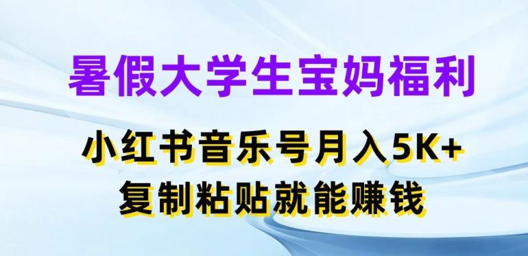 暑假大学生宝妈福利，小红书音乐号月入5000 ，复制粘贴就能赚钱【揭秘】-51云资源