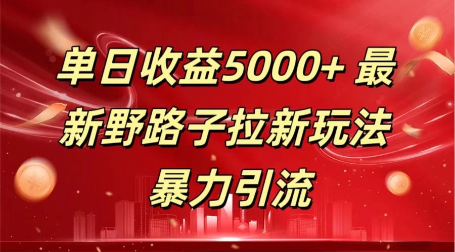 单日收益5000  野路子拉新玩法，一单利润43，吃瓜暴力拉新-51云资源