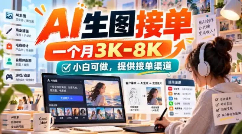 AI生图接单，一个月3K-8K，小白可做，提供接单渠道-51云资源