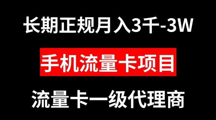 手机流量卡代理月入 3000-3w 长期正规项目-51云资源