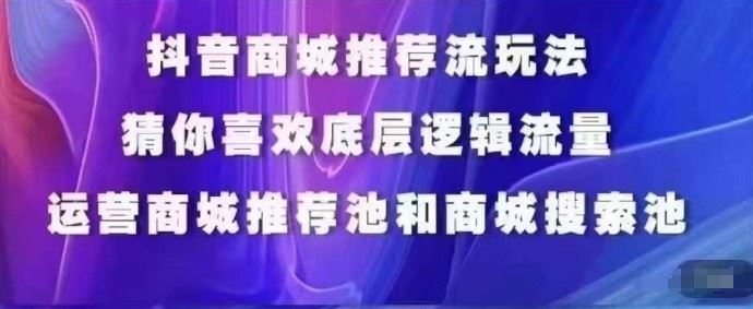 抖音商城运营课程，猜你喜欢入池商城搜索商城推荐人群标签覆盖-51云资源