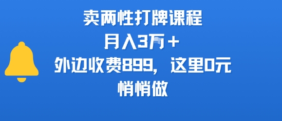 卖两性打牌课程,月入3W 外边收费899的课程,这里0元,悄悄做-51云资源