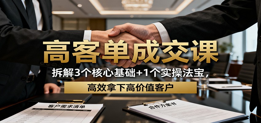 高客单成交课:拆解3个核心基础 1个实操法宝,高效拿下高价值客户