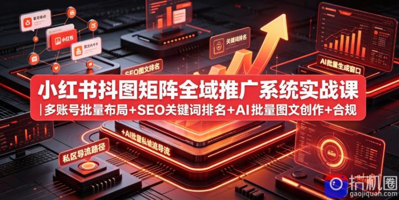 小红书抖图矩阵全域推广系统实战课｜多账号批量布局 SEO关键词排名 AI批量图文创作 合规私域导流完整落地教程-51云资源