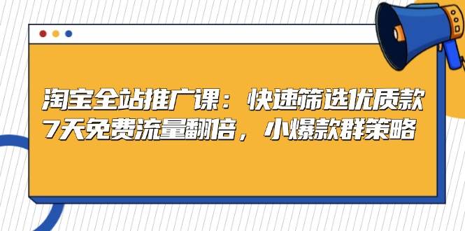 （13184期）淘宝全站推广课：快速筛选优质款，7天免费流量翻倍，小爆款群策略-51云资源