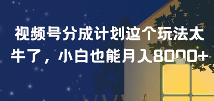 视频号分成计划这个玩法太牛了，小白也能月入8k-51云资源
