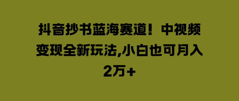 抖音抄书蓝海赛道！中视频变现全新玩法，小白也可月入2万-51云资源