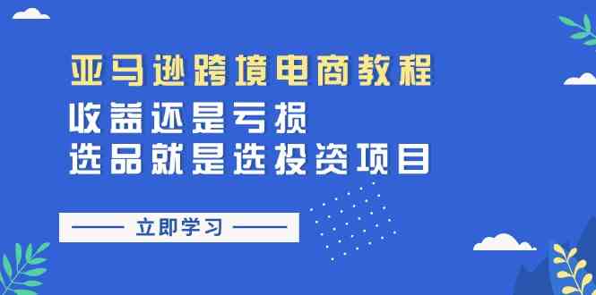 亚马逊跨境电商教程：收益还是亏损！选品就是选投资项目-51云资源