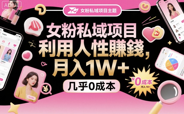 女粉私域项目，利用人性賺钱，月入1W＋，几乎0成本-51云资源