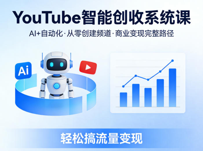 YouTube智能创收系统课，AI 自动化，从零创建YouTube频道并实现商业变现的完整路径，轻松搞流量变现-51云资源
