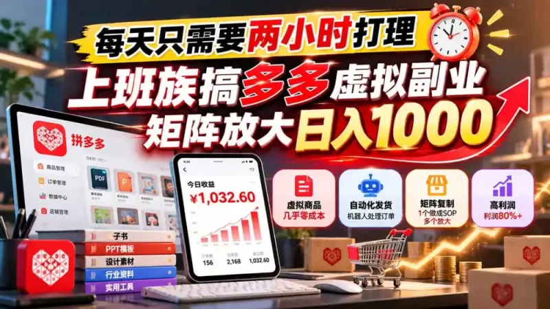 每天只需要两小时打理,上班族搞多多虚拟副业,矩阵放大日入 1000-51云资源
