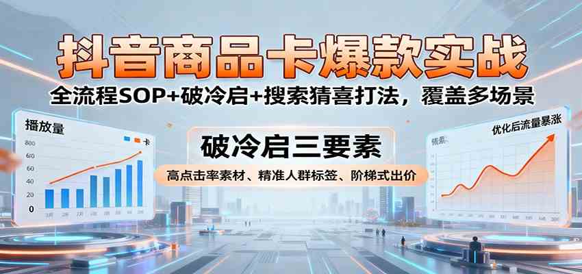 抖音商品卡爆款实战：全流程SOP 破冷启 搜索猜喜打法，覆盖多场景-51云资源