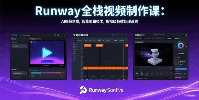 （15515期）Runway全栈视频制作课：AI视频生成，智能剪辑技术，影视级特效处理系统-51云资源