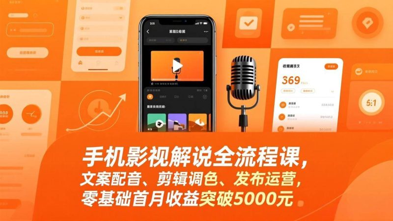 (17391期)手机影视解说全流程课,文案配音、剪辑调色、发布运营,零基础首月收益突破5000元-51云资源