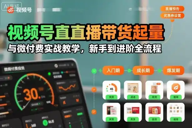 视频号直播带货起量与微付费实战教学,新手到进阶全流程(更新26年10月)-51云资源