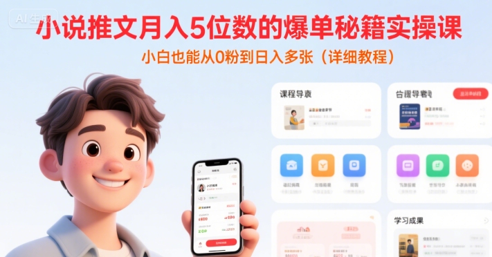 小说推文月入5位数的爆单秘籍实操课，，小白也能从0粉到日入多张(详细教程)-51云资源