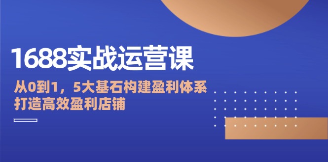 （12482期）1688实战运营课：从0到1，5大基石构建盈利体系，打造高效盈利店铺-51云资源