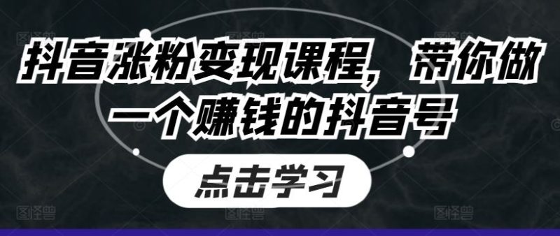 抖音涨粉变现课程，带你做一个赚钱的抖音号-51云资源